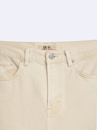 Vanetta Zıp Fermuarlı Straight Krem Jean Pantolon