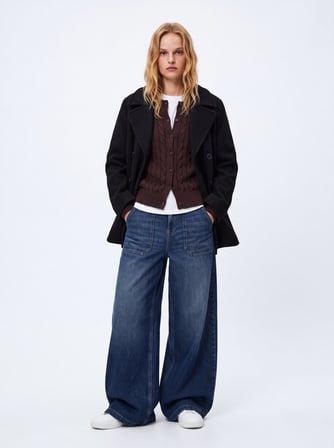 Slim Fit Düğme Detaylı Triko Kahverengi Hırka
