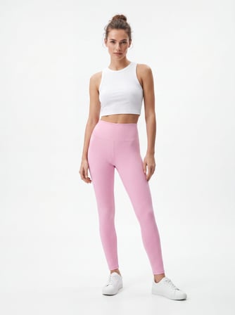 Skinny Fit Yüksek Bel Pembe Tayt