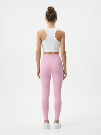 Skinny Fit Yüksek Bel Pembe Tayt