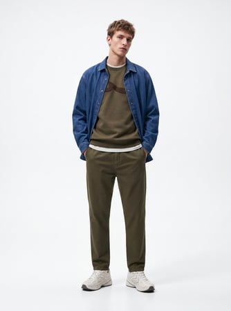 Chino Beli Lastikli Yeşil Pantolon