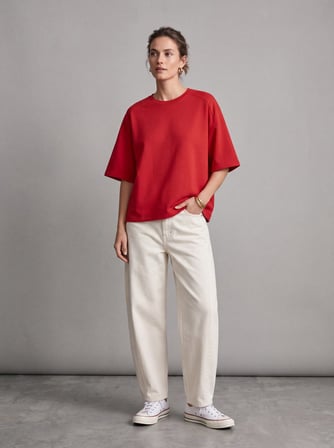 Regular Fit Basic Bisiklet Yaka Kırmızı T-shırt