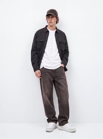 Relaxed Fit Yazı Baskılı Beyaz T-shırt
