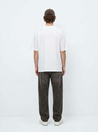Relaxed Fit Yazı Baskılı Beyaz T-shırt