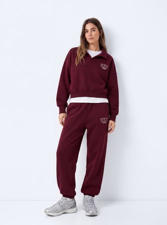 Regular Fit Yazı Baskılı Lastik Paça Bordo Eşofman