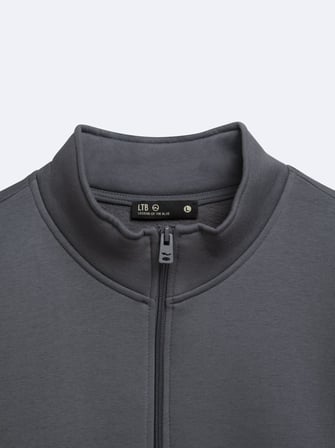 Regular Fit Dik Yaka Yarım Fermuarlı Gri Sweatshırt