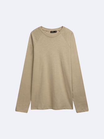 Regular Fit Reglan Kollu Basic Bej Sweatshırt