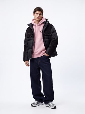Regular Fit Baskı Detaylı Kapüşonlu Pembe Sweatshırt