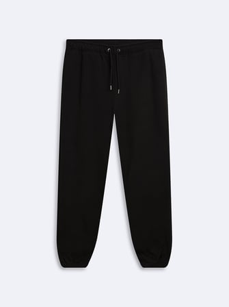 Regular Fit Beli Bağlamalı Polar Siyah Eşofman