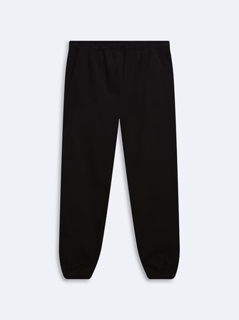 Regular Fit Beli Bağlamalı Polar Siyah Eşofman