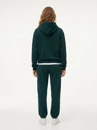 Regular Fit Baskı Detaylı Kapüşonlu Yeşil Sweatshırt