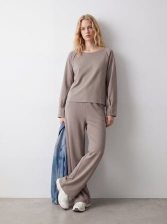 Regular Fit Beli Lastikli Bej Pantolon