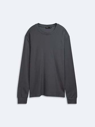 Regular Fit Bisiklet Yaka Uzun Kollu Gri Sweatshırt