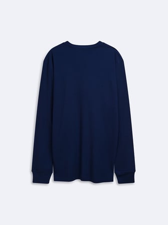 Regular Fit Bisiklet Yaka Uzun Kollu Lacivert Sweatshırt