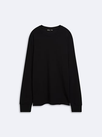 Regular Fit Bisiklet Yaka Uzun Kollu Siyah Sweatshırt