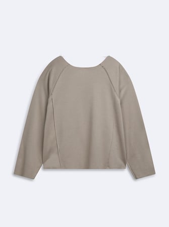 Relaxed Fit Yuvarlak Yaka Basic Bej Sweatshırt