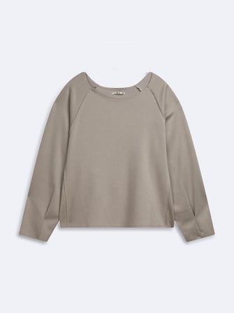 Relaxed Fit Yuvarlak Yaka Basic Bej Sweatshırt