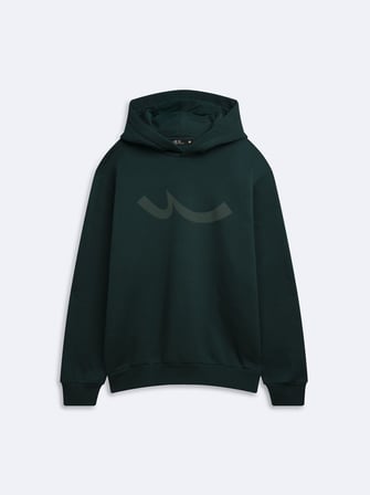 Regular Fit Sign Baskılı Kapüşonlu Yeşil Sweatshırt