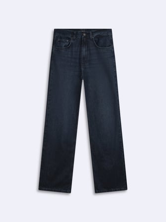 Vanetta Zıp Fermuarlı Straight Dark İndigo Jean Pantolon