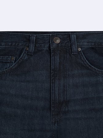 Vanetta Zıp Fermuarlı Straight Dark İndigo Jean Pantolon