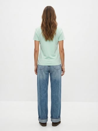 Regular Fit U Yaka Basic Yeşil T-shırt