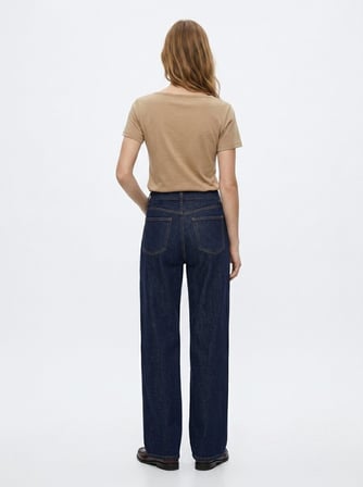 Regular Fit U Yaka Basic Bej T-shırt
