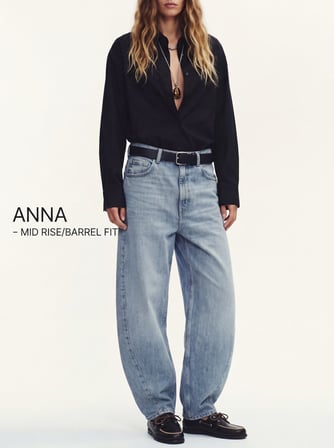 Anna Barrel Fit Orta Bel Light İndigo Jean Pantolon