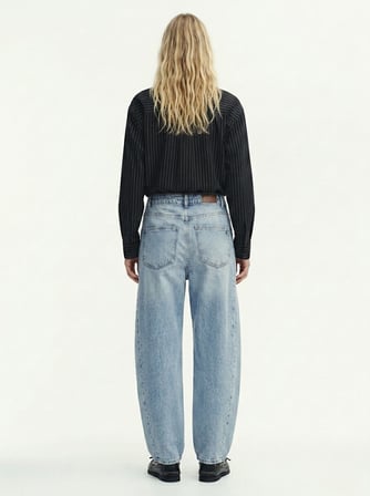 Anna Barrel Fit Orta Bel Light İndigo Jean Pantolon