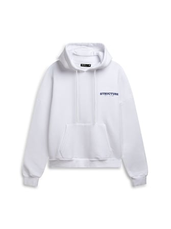Relaxed Fit Baskı Detaylı Kapüşonlu Beyaz Sweatshırt