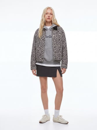 Relaxed Fit Yazı Baskılı Kapüşonlu Gri Sweatshırt
