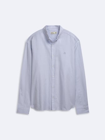 Relaxed Fit Sign Baskılı Uzun Kollu Mavi Gömlek