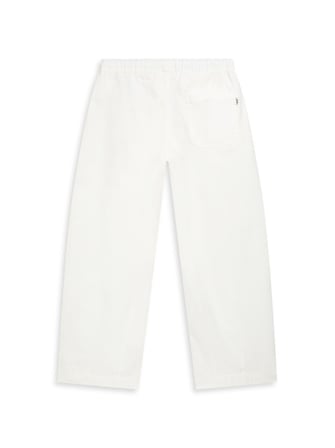 Beli Lastikli Geniş Paça Beyaz Pantolon