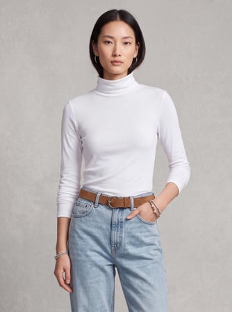 Slim Fit Ribanalı Uzun Kollu Beyaz Sweatshırt