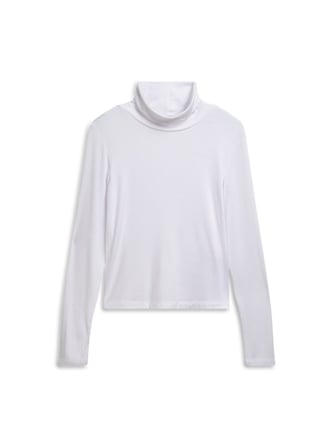 Slim Fit Ribanalı Uzun Kollu Beyaz Sweatshırt