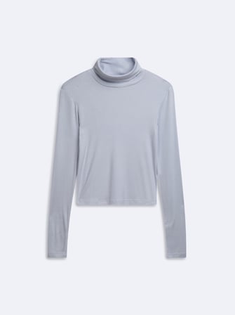 Slim Fit Ribanalı Uzun Kollu Mavi Sweatshırt