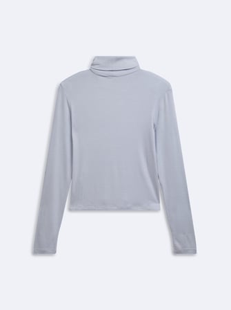Slim Fit Ribanalı Uzun Kollu Mavi Sweatshırt