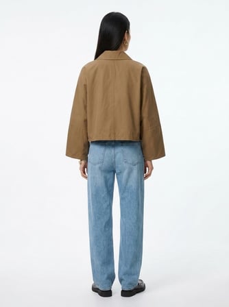 Oversize Crop Mevsimlik Kahverengi Ceket