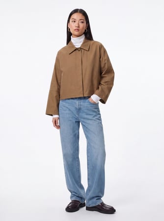 Oversize Crop Mevsimlik Kahverengi Ceket