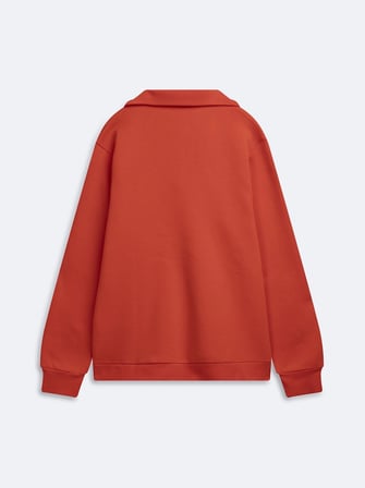 Regular Fit V Yaka Yazı Baskılı Turuncu Sweatshırt