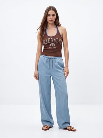 Ivana Relaxed Fit Beli Lastikli Light İndigo Jean Pantolon