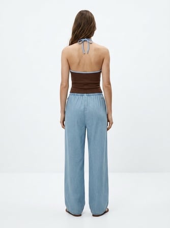 Ivana Relaxed Fit Beli Lastikli Light İndigo Jean Pantolon
