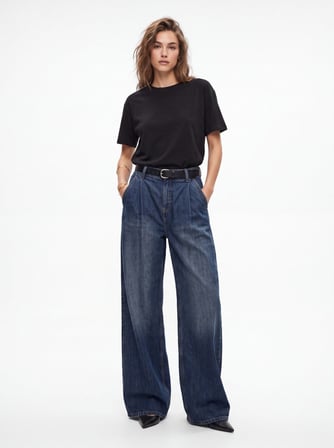 Maelıs Chino Geniş Paça Mid Indigo Jean Pantolon