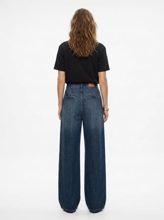 Maelıs Chino Geniş Paça Mid Indigo Jean Pantolon