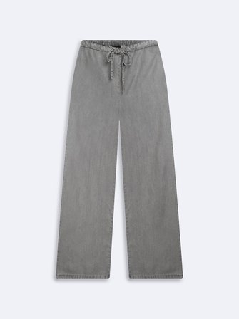 Ivana Relaxed Fit Beli Lastikli Gri Jean Pantolon
