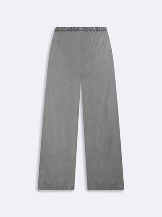 Ivana Relaxed Fit Beli Lastikli Gri Jean Pantolon