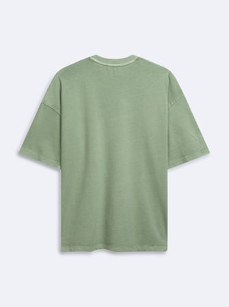Relaxed Fit Faded Fabric Baskı Detaylı Yeşil T-shırt