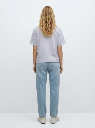 Baby Tee Faded Fabric Taş Detaylı Lila T-shırt