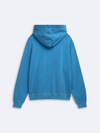 Relaxed Fit Faded Fabric Yazı Baskılı Mavi Sweatshırt