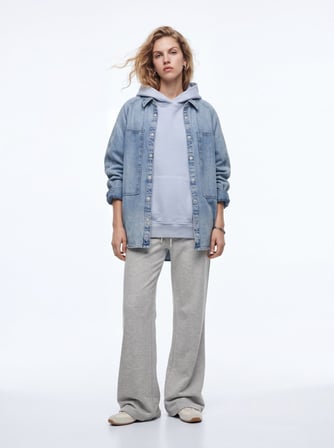 Regular Fit Faded Fabric Kapüşonlu Lila Sweatshırt