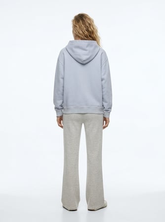 Regular Fit Faded Fabric Kapüşonlu Lila Sweatshırt